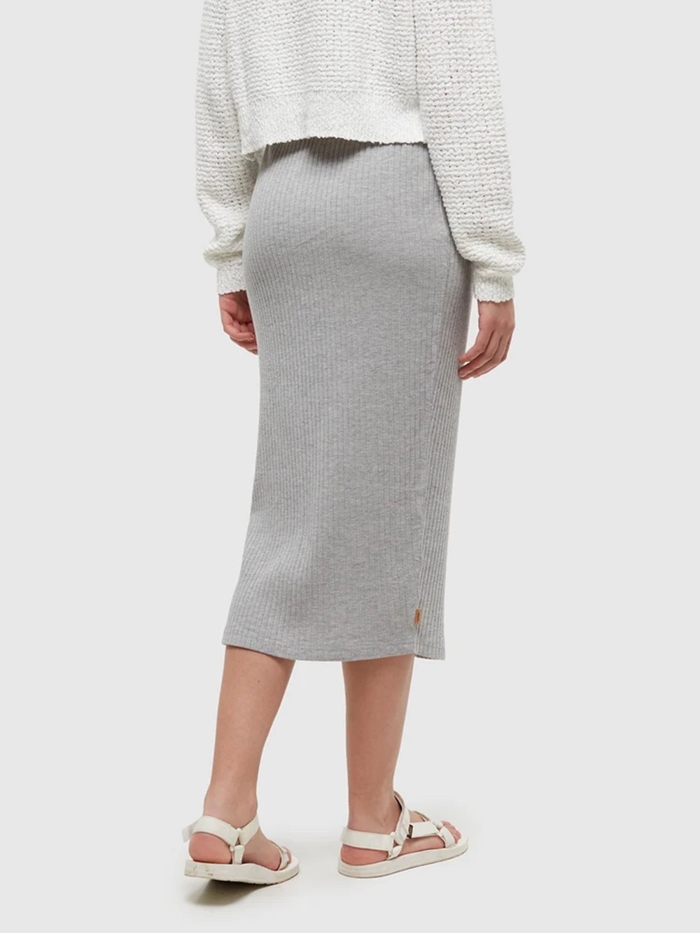 Wilfred after Ribbed Knit Midi Skirt in Light Gray - Size S